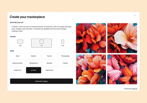 ARTFCL - AI Artwork Generation + E-Commerce