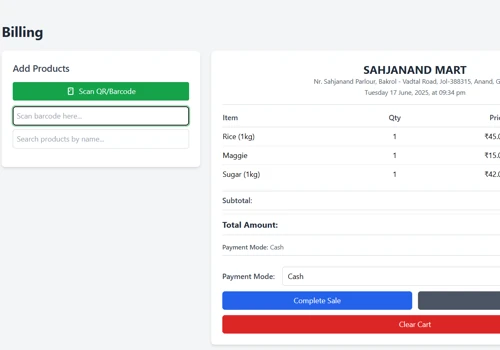 Smart Mall Billing System with Barcode Scanner