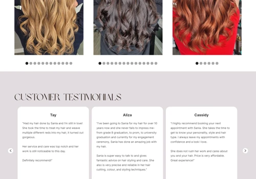 Sania M Hairstylist Website Design