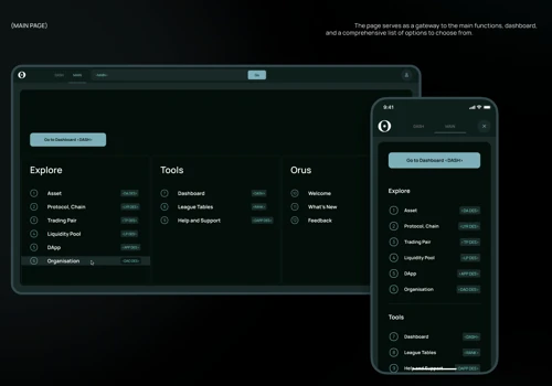 UX/UI for ORUS on-chain data platform