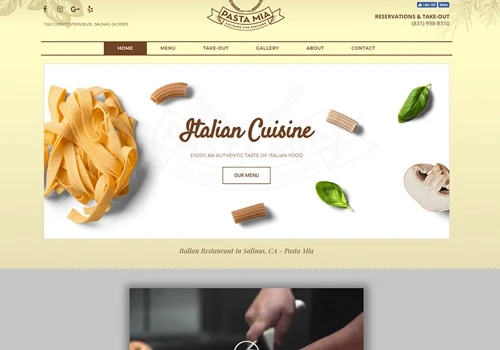 Pasta Mia Website Design