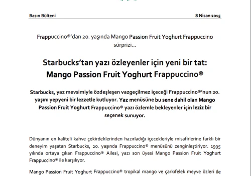 Starbucks Press Release