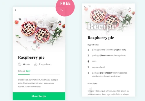 Free app UI - recipes