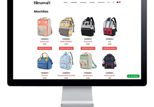 ecommerce website for backpack brand