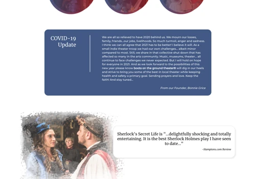 Homepage of boots on the ground theater's Website