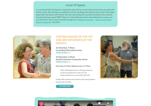 Homepage of Space Coast Contra Dance's Website