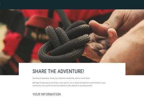 Interactive referral engine for Boyscouts of Michigan
