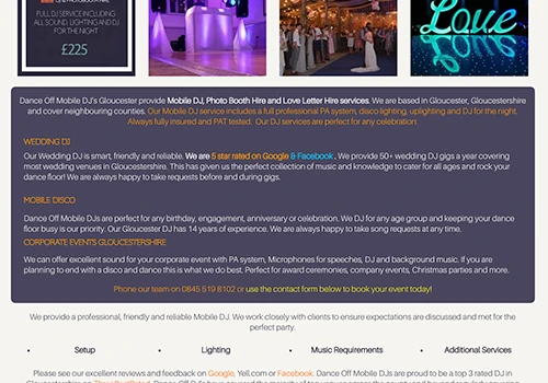 Mobile DJ Website