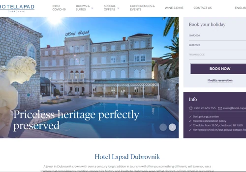 Website for hospitality Hotel Lapad
