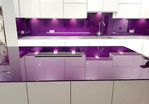 Luxury Purple Glass Worktop and Splashback