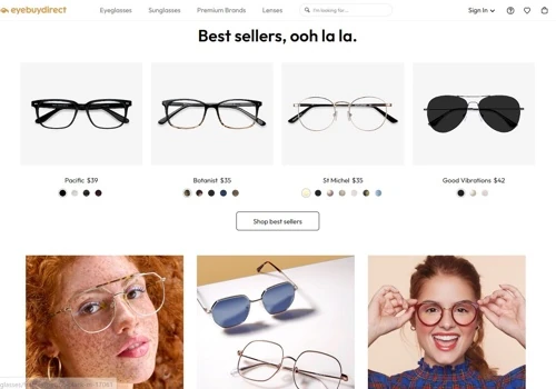 eyebydirect e-commerce store