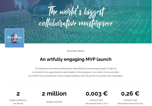 Project with Oksana Mas - MVP launch, Art Industry