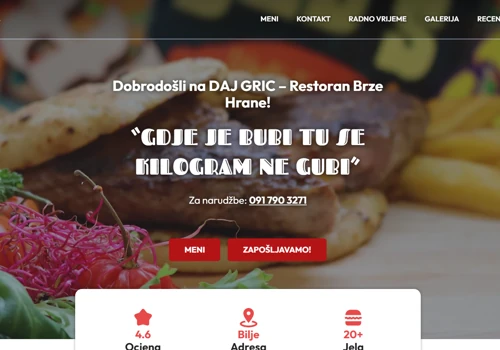 Website development for fast food company
