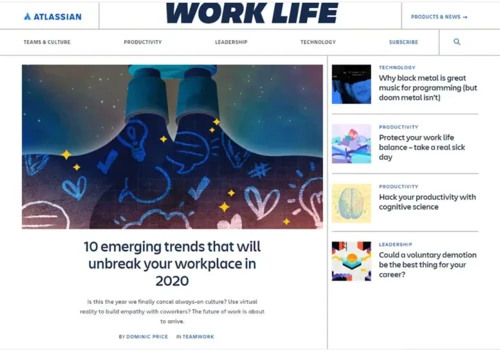 Atlassian Work Life Blog Redesign