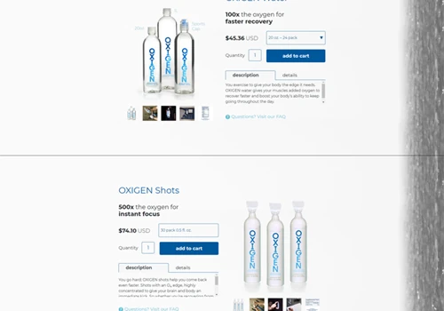 OXIGEN Beverages eComm Website Launches