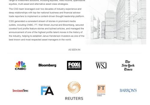 PUBLIC RELATIONS FOR A GLOBAL ASSET MANAGER