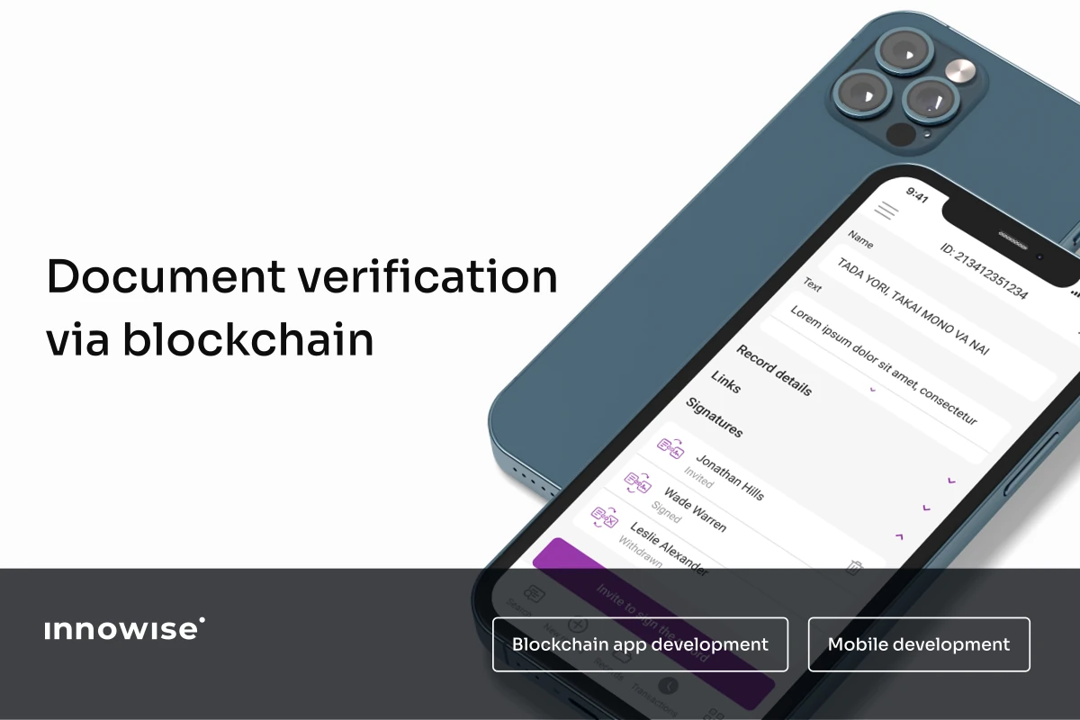 Mobile app for blockchain document management