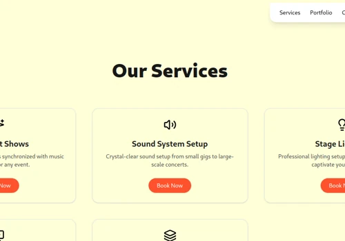 Event Setup company Website