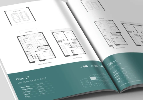 Project brochures with naming and brand identity