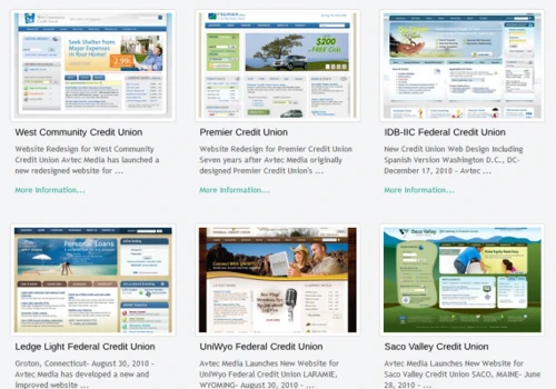 Credit Union Web Design Portfolio - www.avtecmedia.com