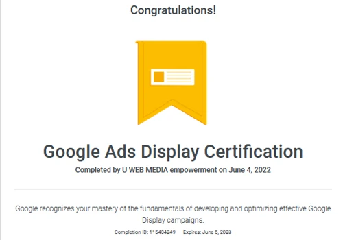Google display ads certificate
