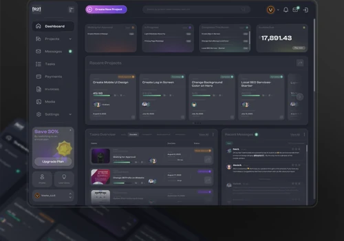 Dark Mode Agency Dashboard UI / UX Design Concept