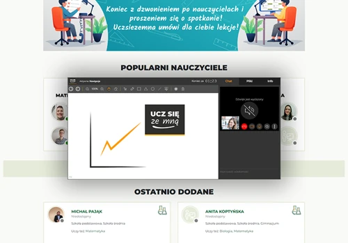 E-learning platform with live video and blackboard
