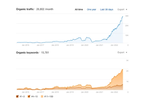 Increased First Page Keywords By 551%
