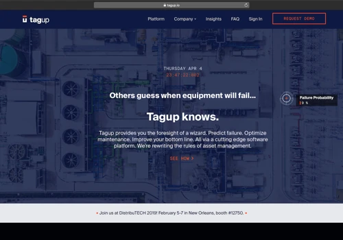 Marketing website for an online equipment monitoring platform