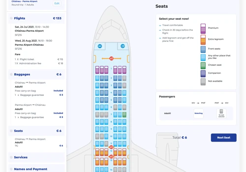 Flight booking system for an airline