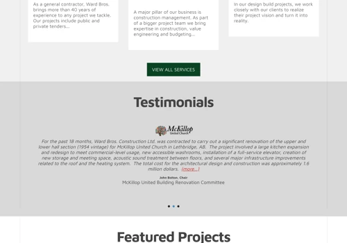 Ward Bros. Construction Website Design