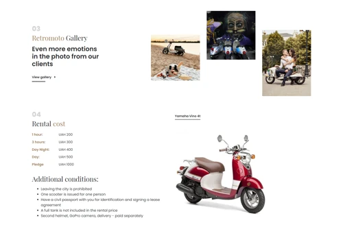 Developing a website for renting scooters