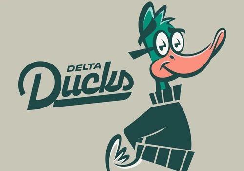 Delta College Ducks mascot and identity design