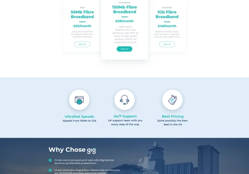 UI/UX for Broadband Internet Provider Webpage