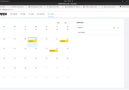 PandaRide internal system with calendar
