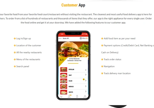 Food delivery app for customer