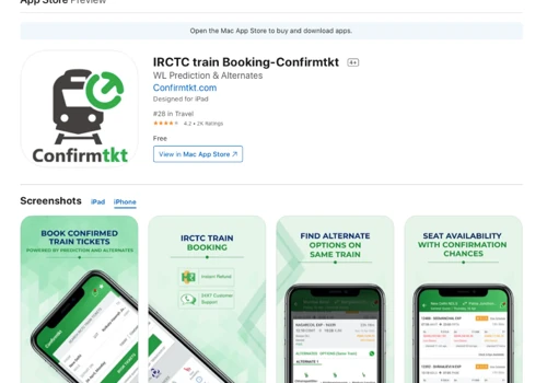 Confirmtkt - Indian Rail Train Ticket Booking App