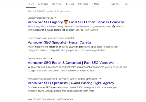 Rank #1 — "Vancouver SEO expert"
