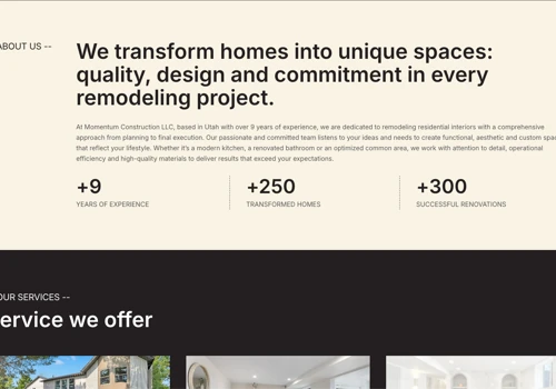 Landing Page Development for Momentum Construction