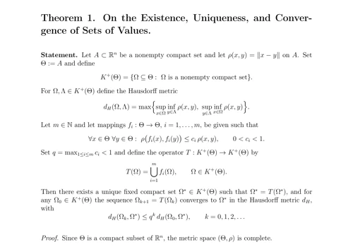 Theory of Convergence of Sets of Values