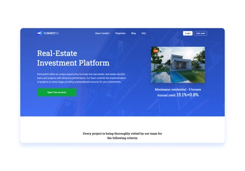 Reinvest24 landing page