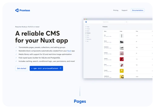 Pruvious product website and documentation
