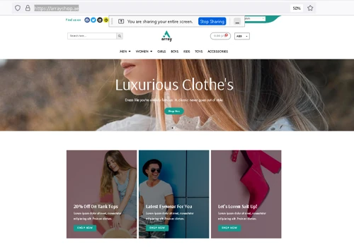 Array Shop Clothing brand website