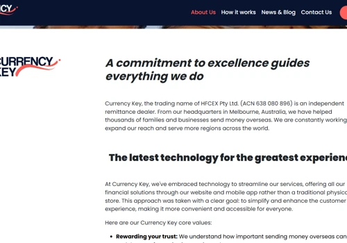 Currency Key - Website Copywriting Project