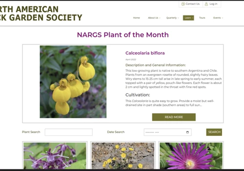 Web development for a rock garden non profit