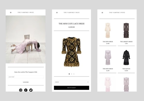 Ecommerce web design for The Vampire’s Wife
