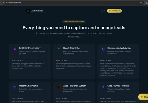 LeadsUmbrella — Lead Management SaaS Website