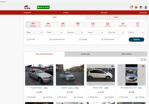 Automotive web site