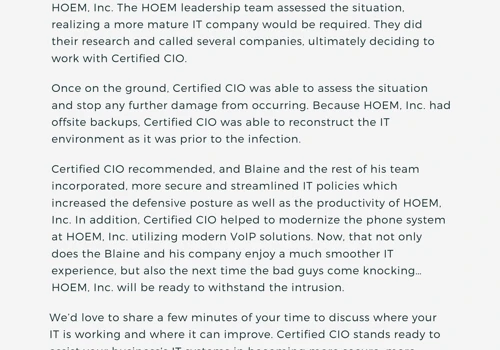 HOEM Cybersecurity Incident, pg. 2