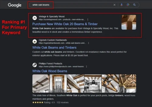 Nationwide #1 SEO Ranking For A Timber Company